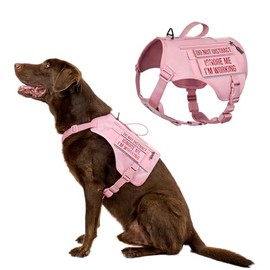 OneTigris Chaleco y Arnés para Perro de Servicio Sentinel con Parches, Reflectante y Ligero con Bolsillos para Perros Medianos a Grandes (Rosado, Tamaño M: Cuello 40-58 cm, Pecho 60-81 cm)