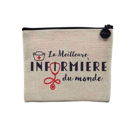 Linen Pouch – The Best of the World Collection – Passion Craft Leisure Sport Collegue Family – Linen Look Canvas Make-Up Bag – Toiletry Bag – Coin Purse, Nurse, 15 x 10 cm, Makeup Bag