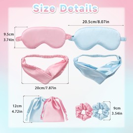 8-Piece Sleep Mask Set for Women and Men, Eye Mask Kit for Home Travel, Blindfold for Break Travel Sleeping for Valentine's Day, Lovers (with Blindfold Hair Bobbles Headband and Storage Bag)