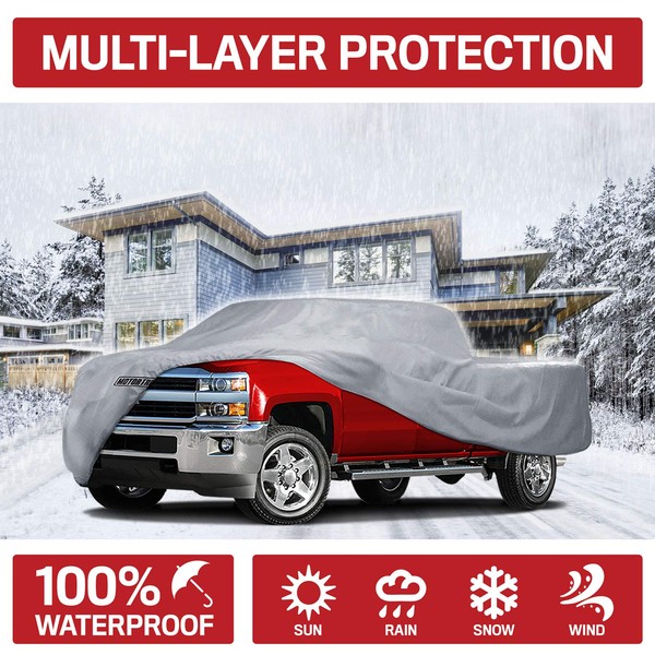 Motor Trend All Weather Waterproof Truck Cover for Outdoor Use UV Rain Wind & Snow - X-Large (M101)