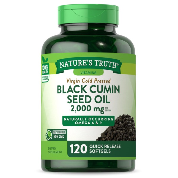Black Seed Oil Softgels | 2,000mg | 120 Count | Virgin Cold Pressed Cumin | Non-GMO and Gluten Free Supplement | by Nature's Truth