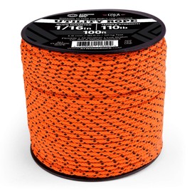 Atwood Rope MFG 1/16 Utility Cord 1.6mm x 100ft Reusable Spool | Tactical Nylon/Polyester Fishing Gear, Jewelry Making, Camping Accessories (Neon Orange with Black Tracer, 100)