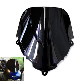 PSLER Motorcycle Windscreen Windshield Double Bubble Flyscreen Wind Screen Deflector Protector for Katana GSX600F GSX750F 1998-2008 Sport Bikes Scooter (Black)