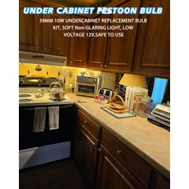 Under Cabinet Light Bulb T3 39MM Festoon 12V 10W Bulb, UnderCabinet Bulb Xenon Festoon Light Bulb for Kitchen Boat Marine Ceiling Light Bath Lights 2700K,12Pack