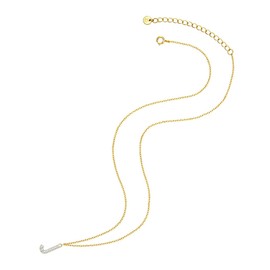 Glanzstücke München Women's Necklace Letter J 925 Sterling Silver with Zirconia, Silver, Cubic Zirconia