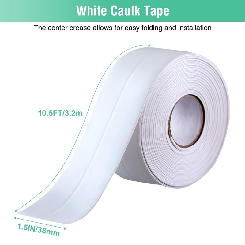 White Caulk Tape Bathroom Easy DIY Sealant Solution Peel &