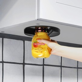 MOJO-HOME Under Counter Easy Jar Opener for Weak Hands - New Improved Design with Grip Tape to Prevent Slippage - Easily Twist Open Jars and Lids (Black)