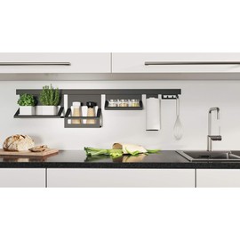 Gedotec Universal Roll Holder for Kitchen Rail Set and Railing Rail Kitchen | Holder Steel Black Matt | Kitchen Roll Holder for Hanging Rail for Hanging | 1 Set - Design Paper Roll Holder Vintage