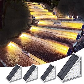 Talwei Solar Lights for Outdoors, Pack of 4 Solar Stair Lamps, Solar Stair Lighting, Stair Light, Super Bright for Backyard, Patio, Lawn, Steps, Driveways, Auto On/Off