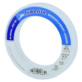 Triple Fish Monofilament Leader, 50 lb / 22.7 kg Test.028 in / 0.70 mm Dia, Clear, 50 yd / 46 m