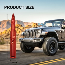 Car Truck Bullet Antenna 50 Cal Bullet Antenna Truck Accessories Universal Replacement for GMC Sierra 1500 Chevy Dodge Ram Silverado 1500 2500 3500 Ford F150 F250 F350 Spiral Pattern (Red, 5.5inch)