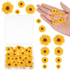 50PCS Flatback Resin Daisy Flowers, Mini Resin Flat Back Charms for Crafts, Mini Resin Daisy Flowers for DIY Crafts, Scrapbook Embellishment (Yellow)
