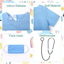 Wiclin Kids Doctor Costume Doctor Role Play Costume for Boys Girls 4pcs- Doctor top,pants and a stethoscope.(S 5-7Years)