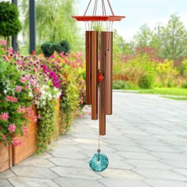 Woodstock Chimes Signature Collection, Woodstock Turquoise Chime, Medium (26'') Decor Designs Wind Chimes for Outdoor, Patio, Home or Garden Décor (WTBRM)