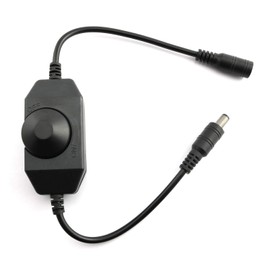 RuiLing 1-Pack Black DC 12V 24V LED Strip Dimmer Switch with DC Female Male Adapter Brightness Adjustable Controller Manual Knob Dimmer Switch Mini LED Lamp Lighting Parts