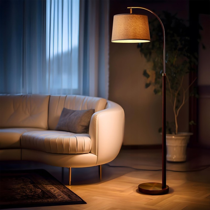 G-SAFAVA 62.5" Wood Floor Lamp for Living Room Gold with
