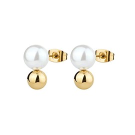 Brosway Perfect Earrings for Women Stainless Steel and Gold Pearl Length 72mm BPC23, Gemstone Pearl, Pearl