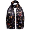 Dog Print Satin Stripe Scarf, Multi Black