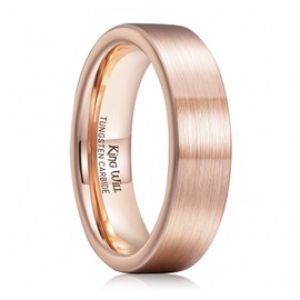 King Will Unisex 6mm 18K Rose Gold Tungsten Carbide Wedding Band Ring Pipe Cut Brushed Finish8