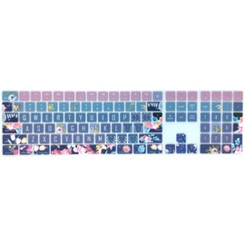 SANFORIN Silicone Keyboard Cover for Apple iMac Magic Keyboard with Numeric Keypad MQ052LL/A (Model: A1843, 2017 2018 Release), Cute Print Keyboard Skin, US Layout, Red Flower