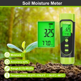Digital Soil pH Moisture Tester,Plant Moisture pH Meter for Soil and Water,Great Soil Test Kit for Gardener,Digital 4 in 1 Soil Temp Moisture pH EC Tester for Lawn,Indoor&Outdoor Plant,Potting,Farm