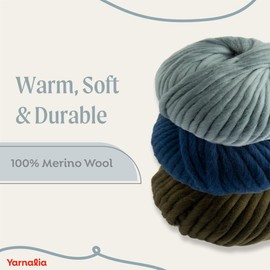 Softy Yarn Bulky Weight 6-Pack Composed of Merino Wool | Ultra-Soft Yarn Spun for Knitting & Crocheting for Sweaters, Blankets & Accessories | 100g, 49 Yards per Ball | Breezy Sky