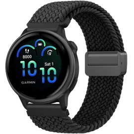 Meliya Braided Nylon Band for Garmin Vivoactive 6/Vivoactive 5/Vivoactive 3 Watch Bands, 20mm Stretchy Replacement Strap for Venu/Venu Sq,Forerunner 55/158/165/245/645,Galaxy Watch 7/6/5/4 (Green)