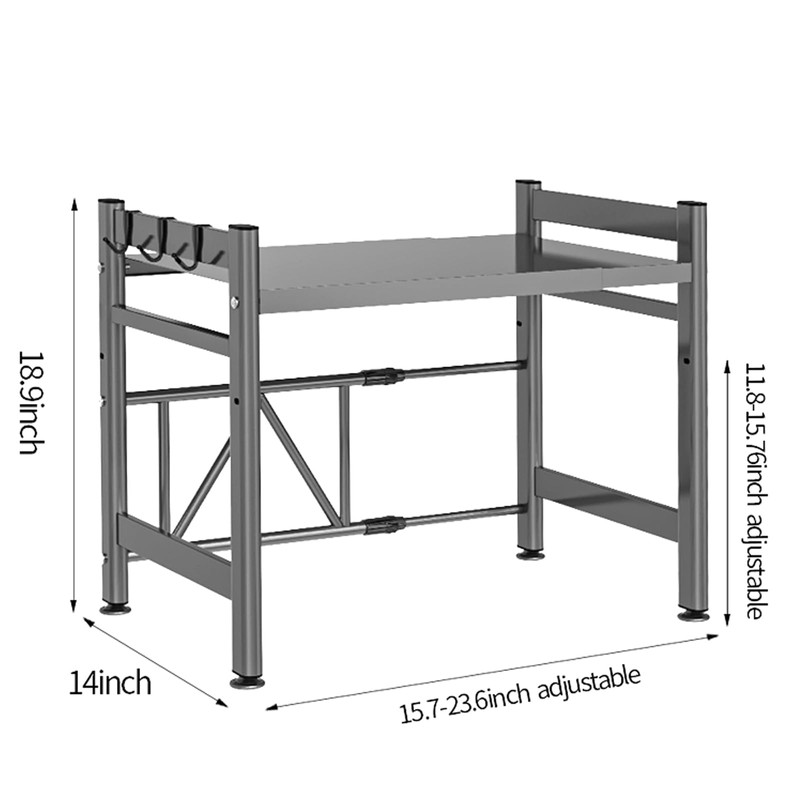 Expandable Microwave Oven Rack, Double Layer Carbon Steel Adjustable Microwave