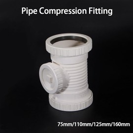 1Pcs Pipe Compression Fitting, PVC Compression Plumbing Coupling Straight Pipe Fitting Extension White (160mm)