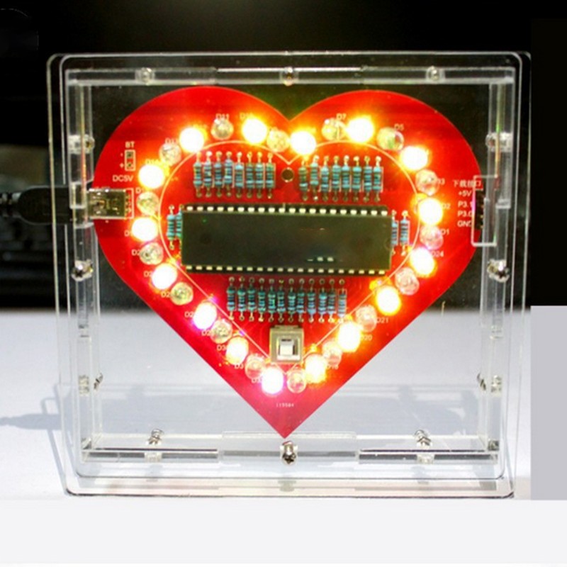 DIY Colorful MCU Module Heart shaped Lamp Light Electronic Circuit