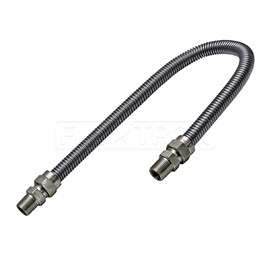 HIGHCRAFT GUHD-TT14-48B Gas Line Hose 3/8'' O.D. x 48'' Length with 1/2 in. MIP Fitting, Uncoated Stainless Steel Flexible Connector, 48 Inch