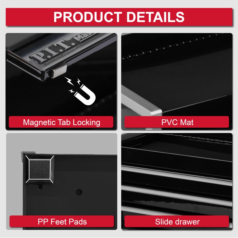 P.I.T. Mini Tool Box 8.6"W X 4.6"D, Portable 3 Drawer