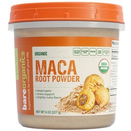 BareOrganics Maca Root Powder, Organic, Vegan, Non-GMO, Gluten-Free, Energy & Stamina Support, 8 oz