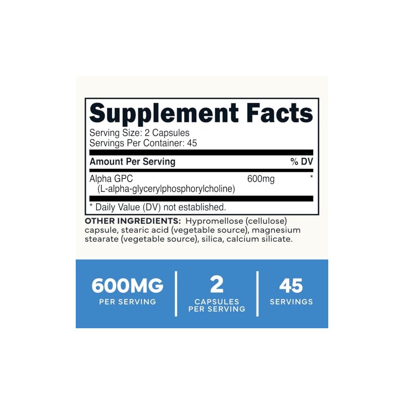 Suplemento de colina Alpha GPC Ultra Clean (600 mg 90