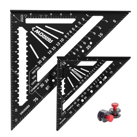 Arrow Aluminum Alloy Carpenter Square Set, 7-Inch & 12-Inch Rafter Square Layout Tools, Woodworking Triangle Rulers for Carpentry and Craftsmen