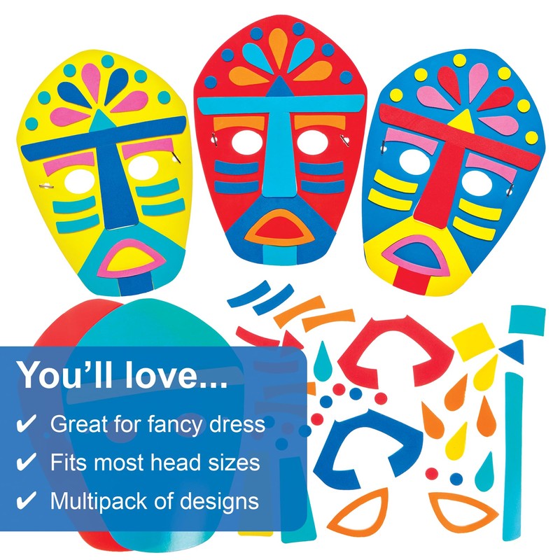Baker Ross FN013 Tribal Mask Kits - Pack of 8,