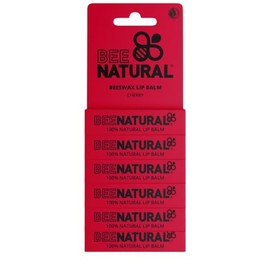 Bee Natural - 100% Natural Moisturising Lip Balm - Cherry - Pack of 6