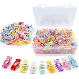 Quilting Clips and Sewing Fabric Clips, KOLUPA 200 Pcs Plastic Embroidery Clips with Storage Box, Multipurpose Crafting Tools Supplies and Accessories (Assorted Colors)