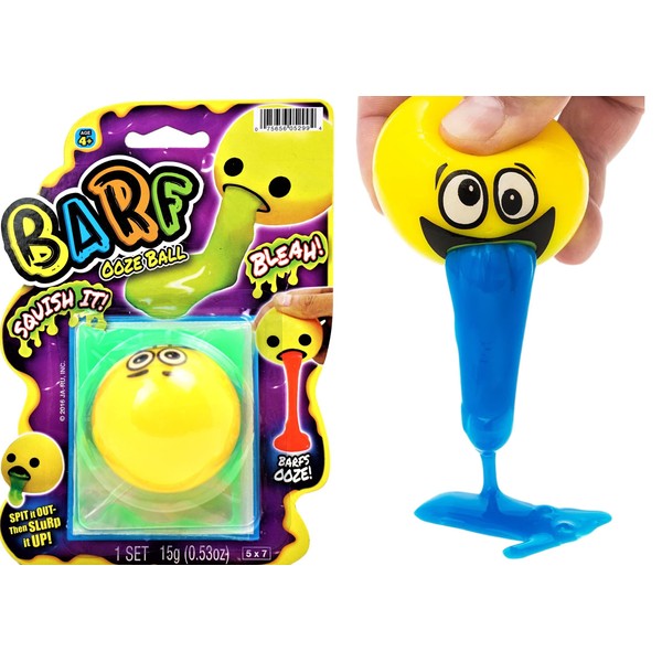JA-RU Squishy Barf Ooze Balls (1 Ball Assorted) Smiley Face Vomit Slime. Stress Relief Squeeze Fidget Toys for Kids & Adults. Silly Funny Puking Toy Prank Items Party Favors Easter Egg Fillers. 5299-1