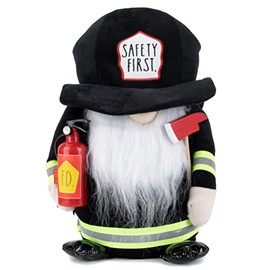 Rae Dunn Fireman Gnome - Appreciation Gifts - Farmhouse Kitchen Decoration - Stuffed Gnomes Decorations for Home Plush Shelf Figurines