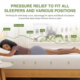 EGOHOME 5 Inch Twin Mattress for Kids, Memory Foam Mattress with Cooling Green Tea Gel, Relieve Pressure with Medium Firm Support, CertiPUR-US Certified, 75''L x 38''W, White