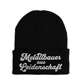 tshirtladen Metallbauer with Passion - Embroidered Beanie Hat - One Size - Soft Touch - Winter Hat with Choice of Colours, black, Unit size
