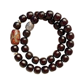 Mala Beads Buddha Bracelets for Women and Men, 38 Buddhist Prayer Meditation Beaded with Three Eyed Dzi Bead jade, Feng Shui Tibetan Buddha Elastic Double Wrap Bracelet for Fashion Gifts Jewelry