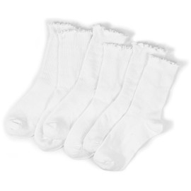 BomKinta Ruffle Socks for Women Lightweight Thin Cuff Frilly Sock Cute Casual Ankle Socks-White