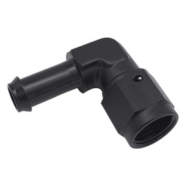 KRD PERFORMANCE Aluminum 90 Degree 6AN Female Swivel to 3/8" Push on Hose Barb Fitting Adapter Black
