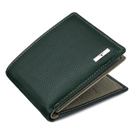 Urban Forest Kyle Two Fold Leather Wallet, Green/Grey with RFID Blocking for Men