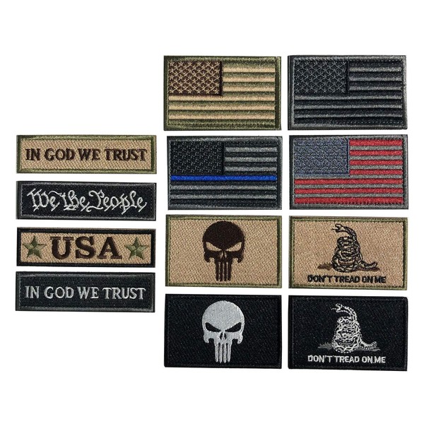 Bundle 12 Pieces USA Patch Thin Blue Line American Flag