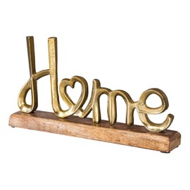 levandeo Home Stand Lettering Height 17 cm Metal Gold Wood Decorative Mango Wood Table Decoration Home Decoration