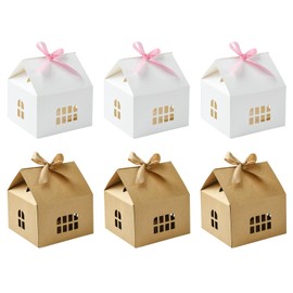 KitBeads 20Pcs 2 Colors House Gift Boxes Cardboard Treat Present Candy Box for Treats Bakery Packaging Parties Anniversaries