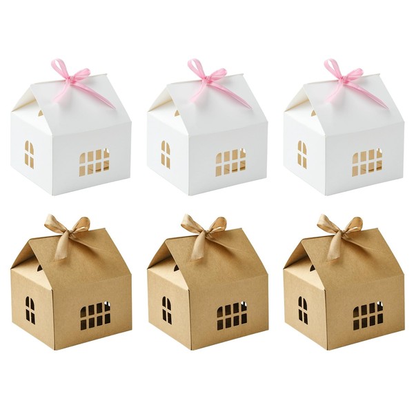 KitBeads 20Pcs 2 Colors House Gift Boxes Cardboard Treat Present